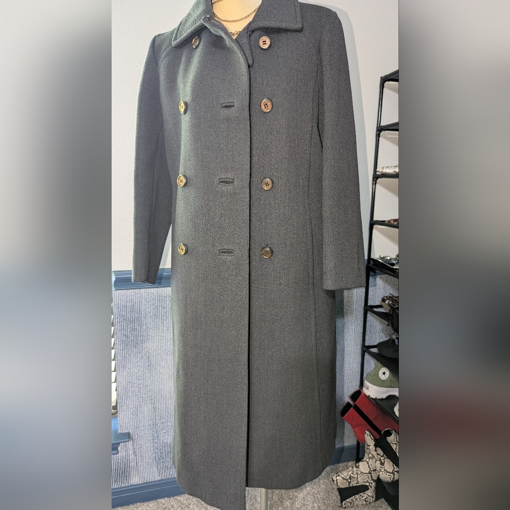 Source Unknown Charcoal Double-Breasted Trench Co… - image 2